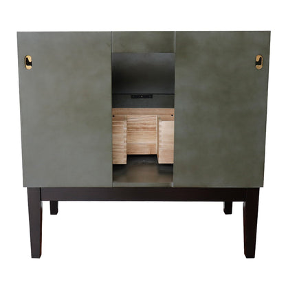 37" Single vanity in Linen Gray finish with Gray granite top and round sink