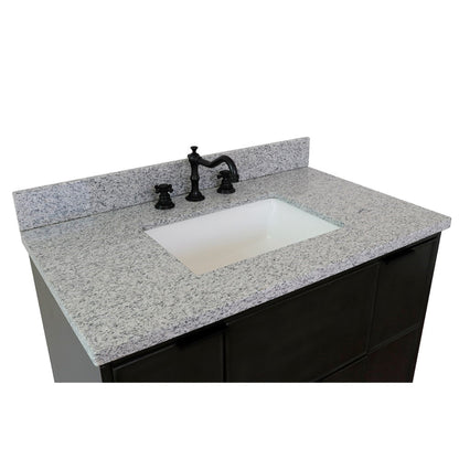37" Single vanity in Linen Gray finish with Gray granite top and rectangle sink