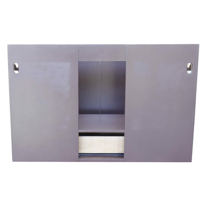 37" Single wall mount vanity in Cappuccino finish with Black Galaxy top and round sink