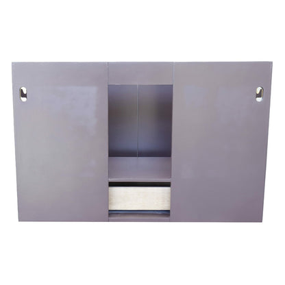 37" Single wall mount vanity in Cappuccino finish with White engineered stone top and round sink