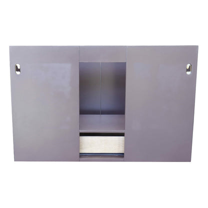 37" Single wall mount vanity in Cappuccino finish with White Carrara top and oval sink
