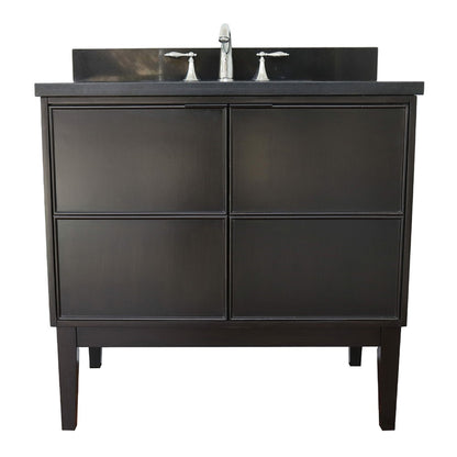 37" Single vanity in Cappuccino finish with Black Galaxy top and oval sink