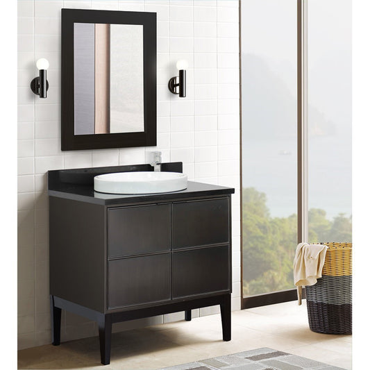 37" Single vanity in Cappuccino finish with Black Galaxy top and round sink