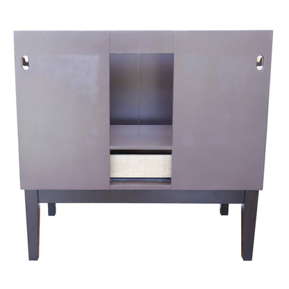 37" Single vanity in Cappuccino finish with Gray granite top and round sink