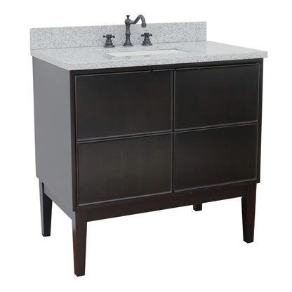 37" Single vanity in Cappuccino finish with Gray granite top and rectangle sink