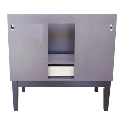 37" Single vanity in Cappuccino finish with Gray granite top and rectangle sink