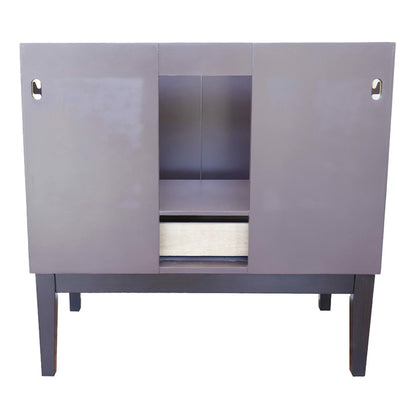 37" Single vanity in Cappuccino finish with White engineered stone top and rectangle sink