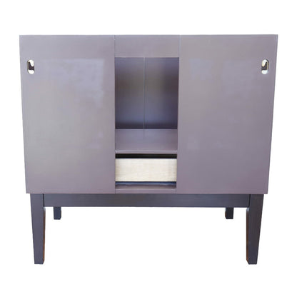 37" Single vanity in Cappuccino finish with White Carrara top and rectangle sink