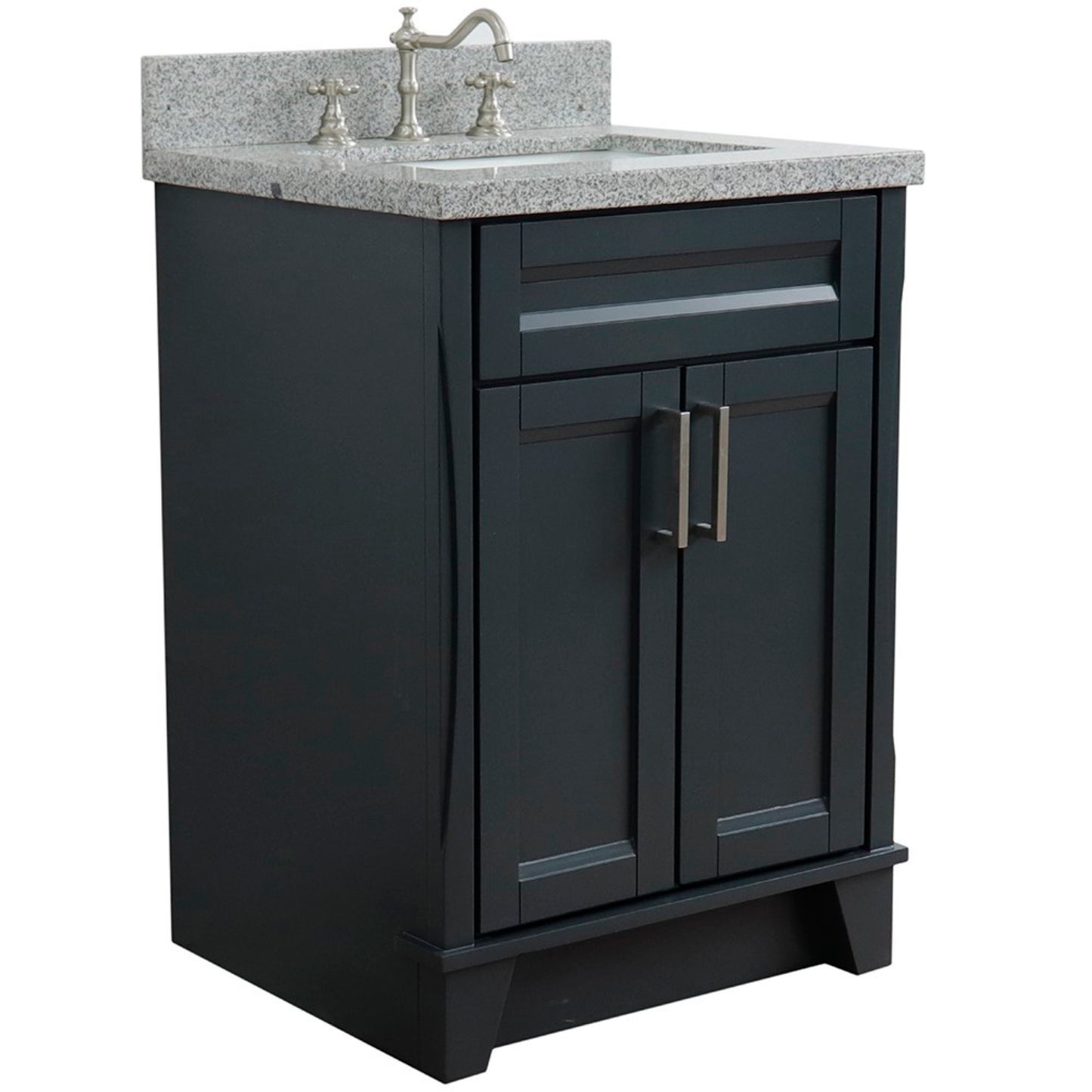 25" Single sink vanity in Dark Gray finish with Gray granite and rectangle sink