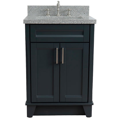 25" Single sink vanity in Dark Gray finish with Gray granite and rectangle sink