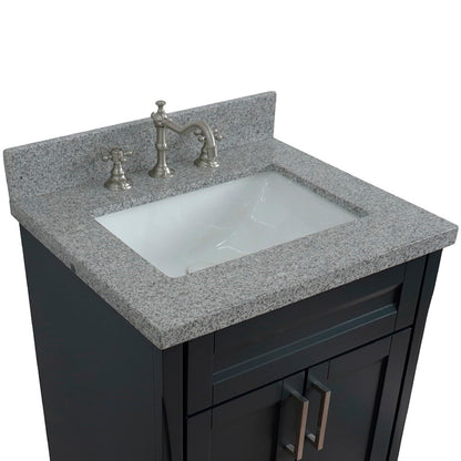 25" Single sink vanity in Dark Gray finish with Gray granite and rectangle sink