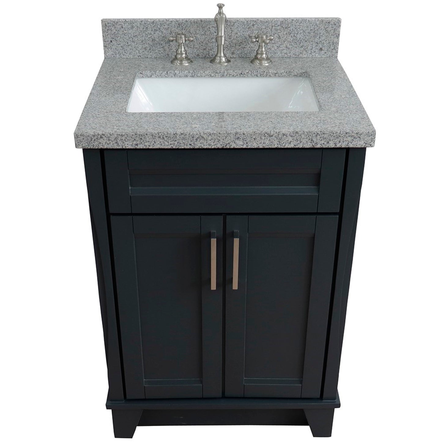 25" Single sink vanity in Dark Gray finish with Gray granite and rectangle sink