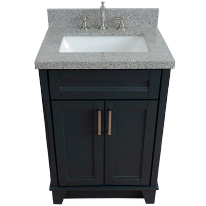 25" Single sink vanity in Dark Gray finish with Gray granite and rectangle sink