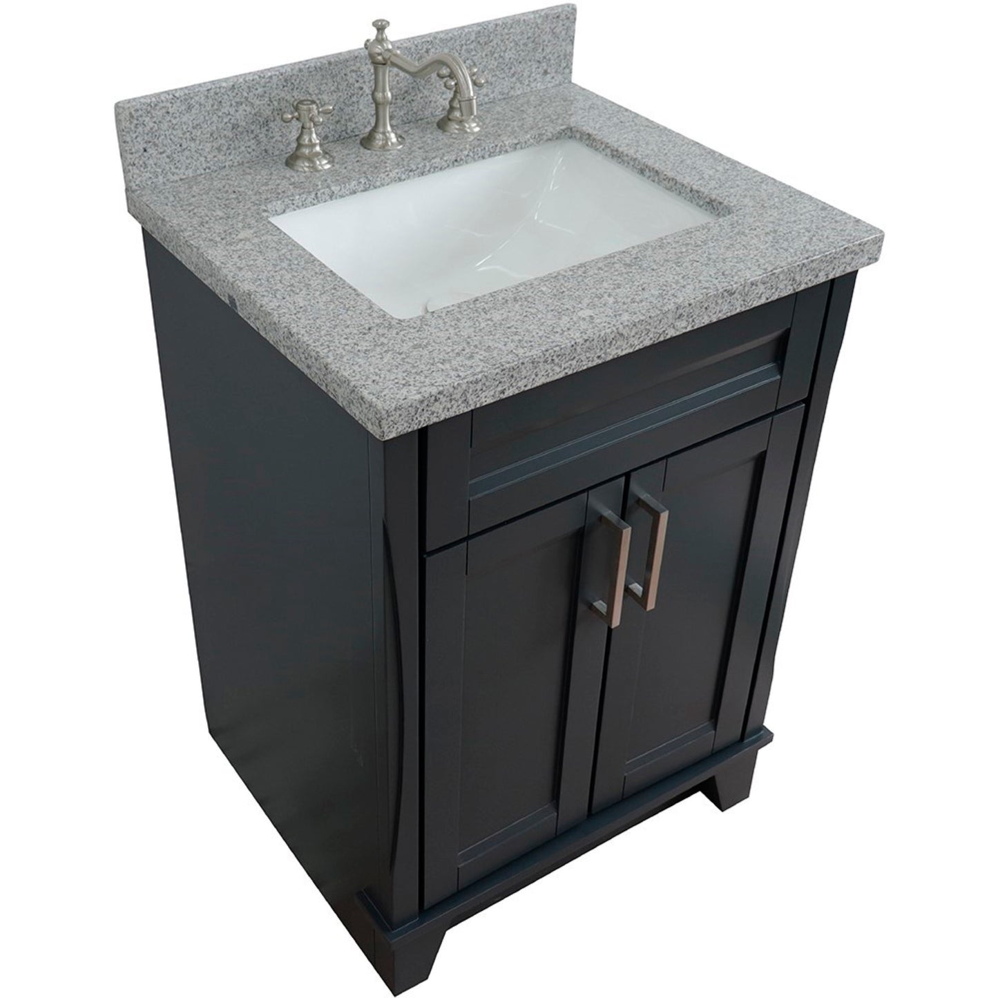 25" Single sink vanity in Dark Gray finish with Gray granite and rectangle sink