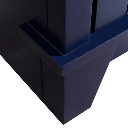 31" Single sink vanity in Blue finish with Black galaxy granite with oval sink