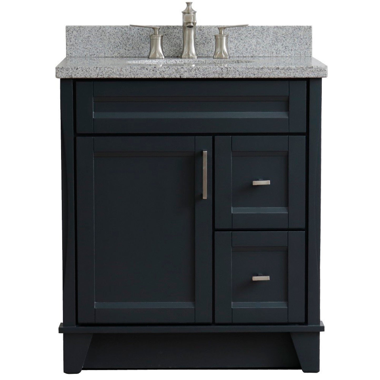 31" Single sink vanity in Dark Gray finish with Gray granite with oval sink