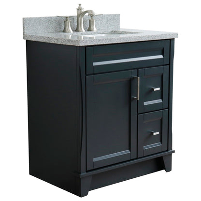 31" Single sink vanity in Dark Gray finish with Gray granite with rectangle sink