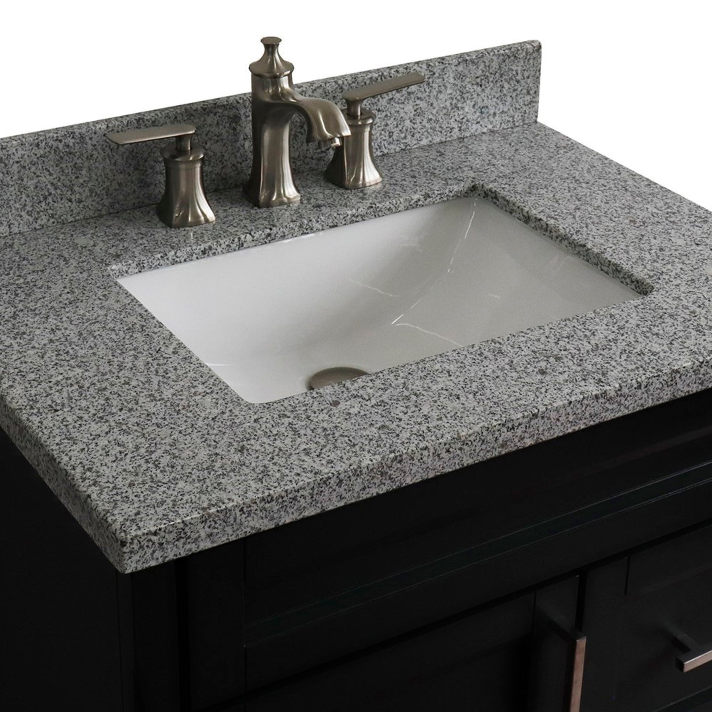 31" Single sink vanity in Dark Gray finish with Gray granite with rectangle sink