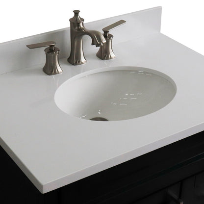 31" Single sink vanity in Dark Gray finish with White engineered stone with oval sink