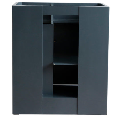 31" Single sink vanity in Dark Gray finish with White engineered stone with rectangle sink