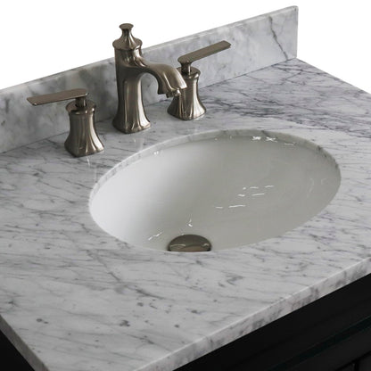 31" Single sink vanity in Dark Gray finish with White Carrara marble with oval sink