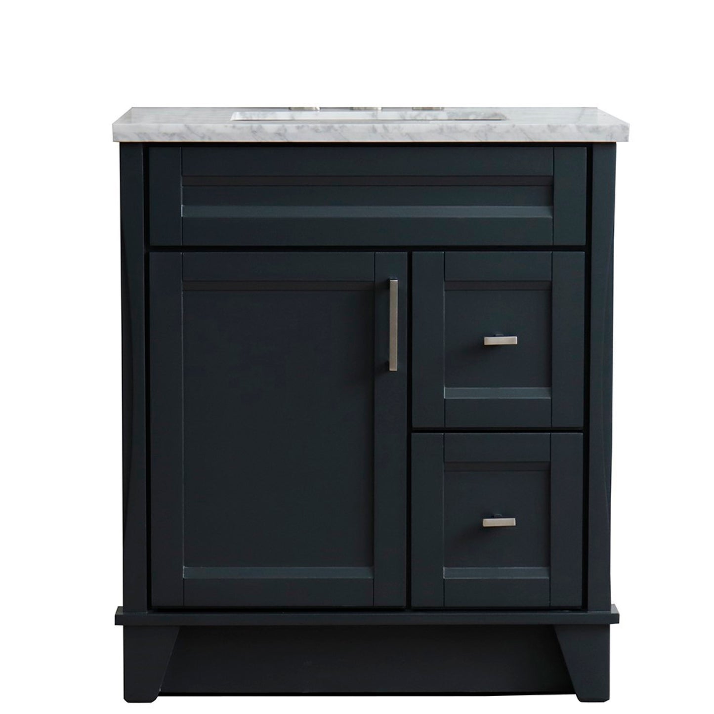 31" Single sink vanity in Dark Gray finish with White Carrara marble with rectangle sink