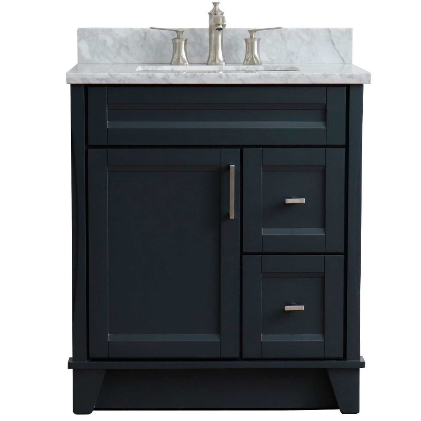 31" Single sink vanity in Dark Gray finish with White Carrara marble with rectangle sink