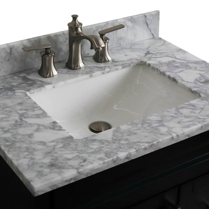 31" Single sink vanity in Dark Gray finish with White Carrara marble with rectangle sink