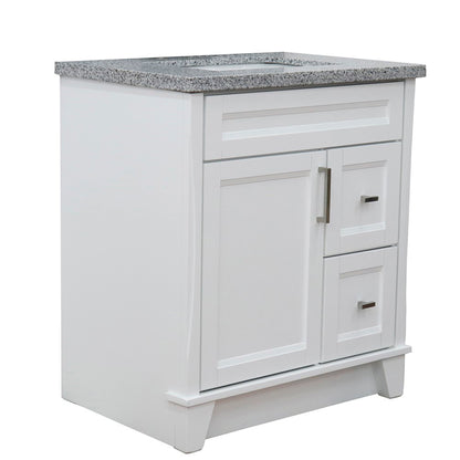 31" Single sink vanity in White finish with Gray granite with rectangle sink