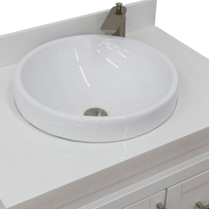 31" Single sink vanity in White finish with White engineered stone with round sink