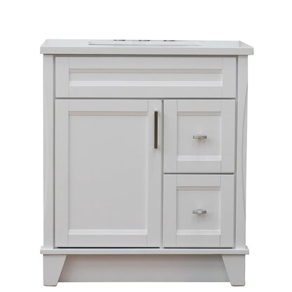 31" Single sink vanity in White finish with White engineered stone with rectangle sink