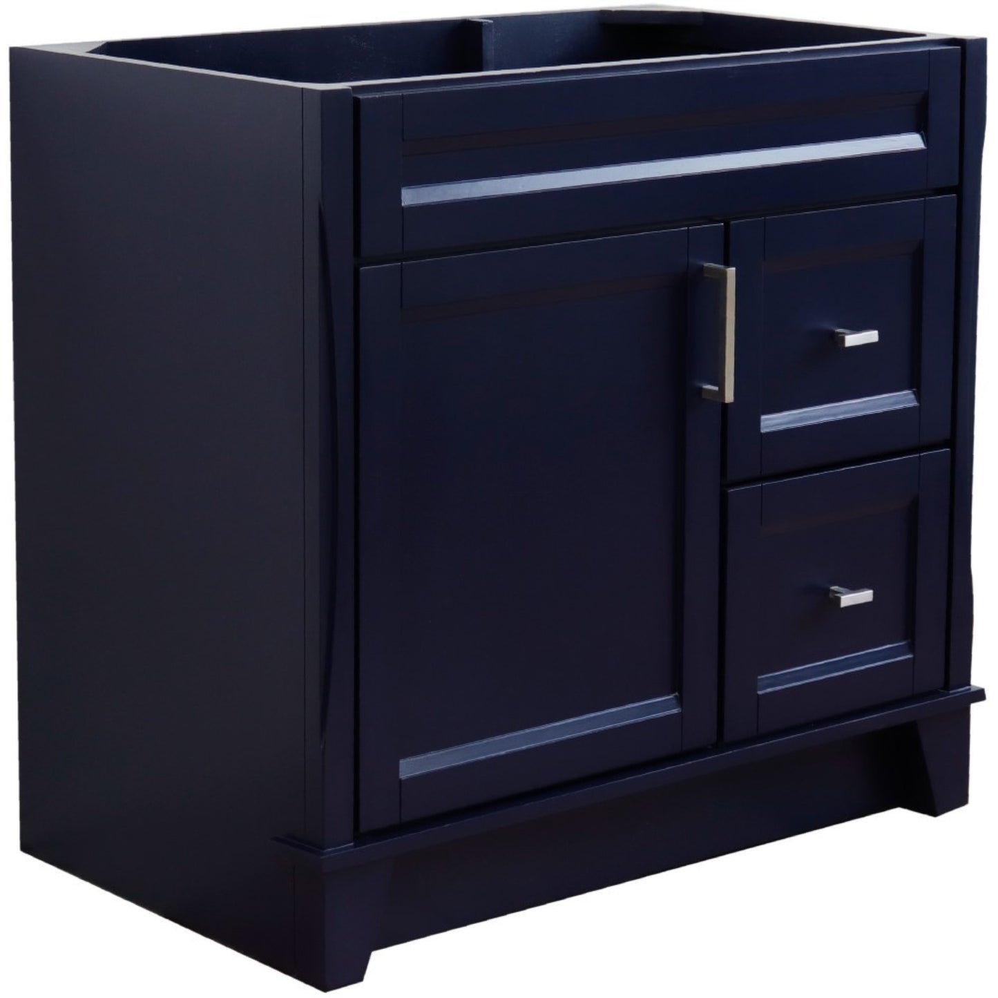 36" Single sink vanity in Blue finish cabinet only Left door