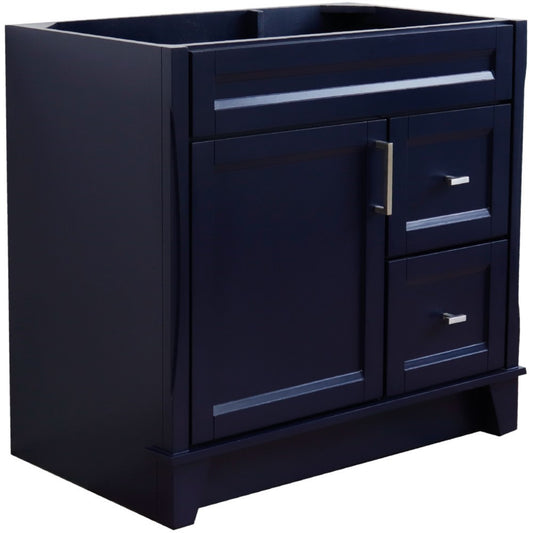 36" Single sink vanity in Blue finish cabinet only Left door