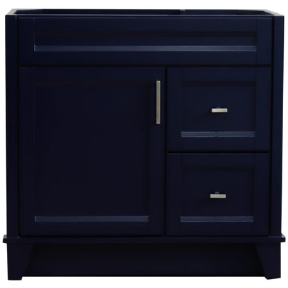 36" Single sink vanity in Blue finish cabinet only Left door