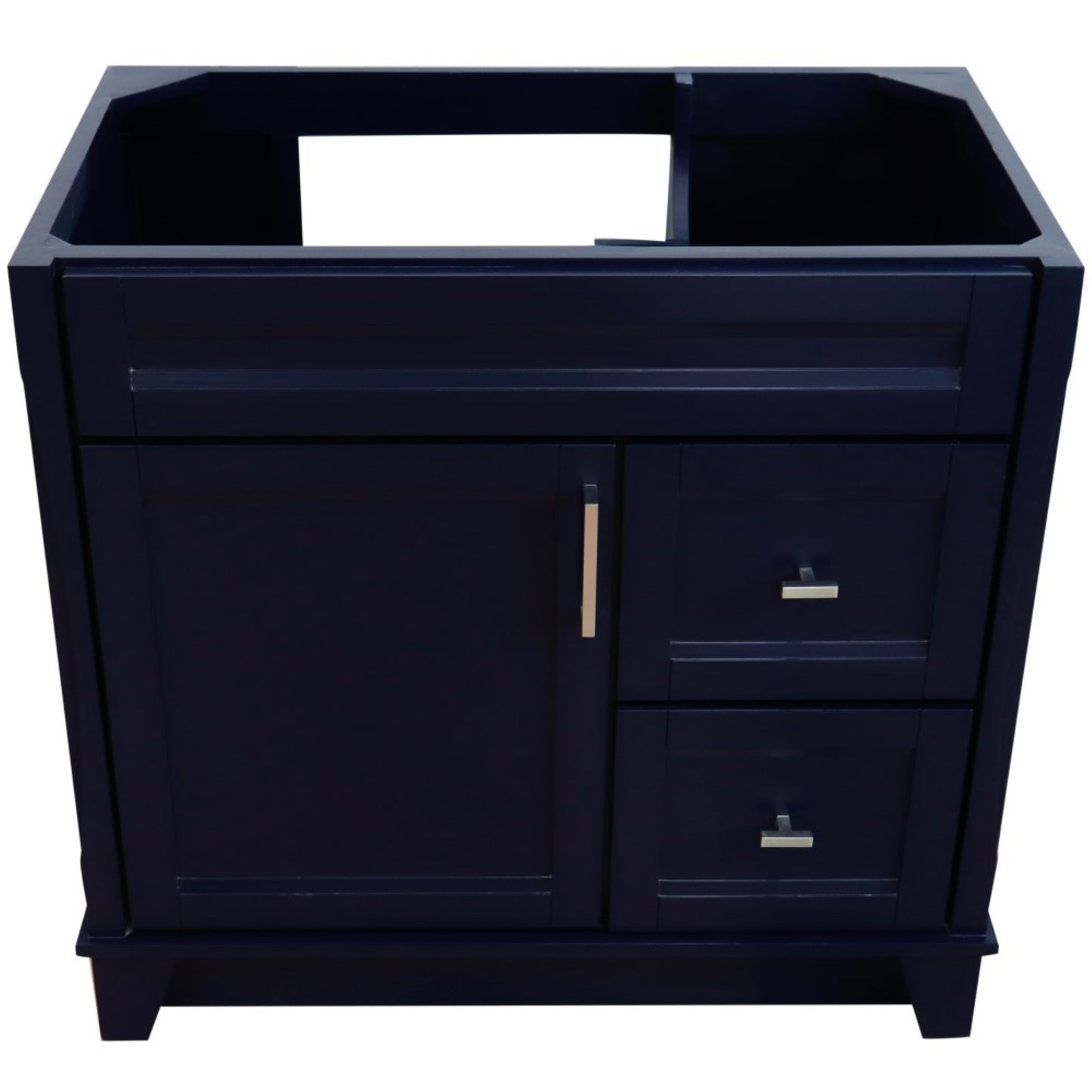 36" Single sink vanity in Blue finish cabinet only Left door