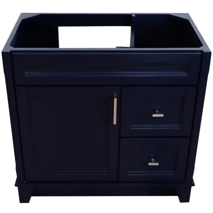 36" Single sink vanity in Blue finish cabinet only Left door