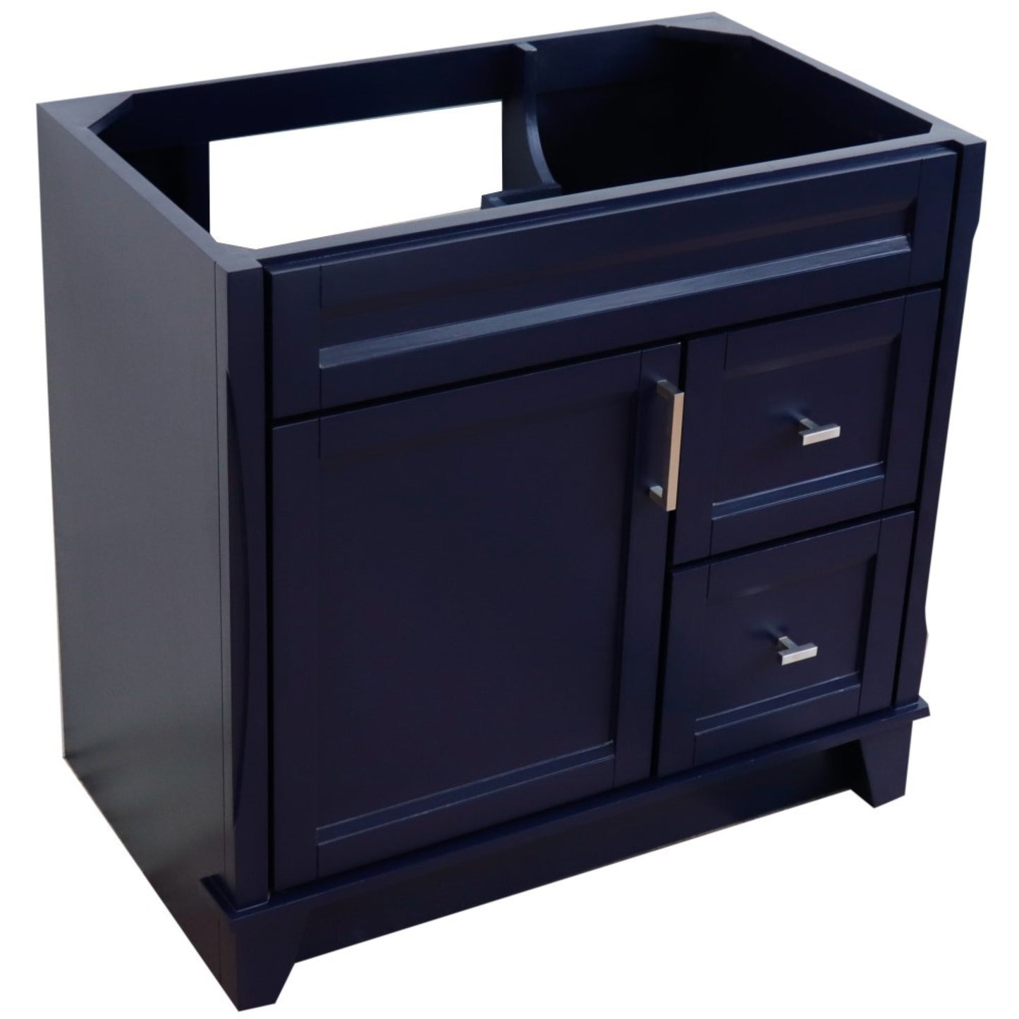 36" Single sink vanity in Blue finish cabinet only Left door