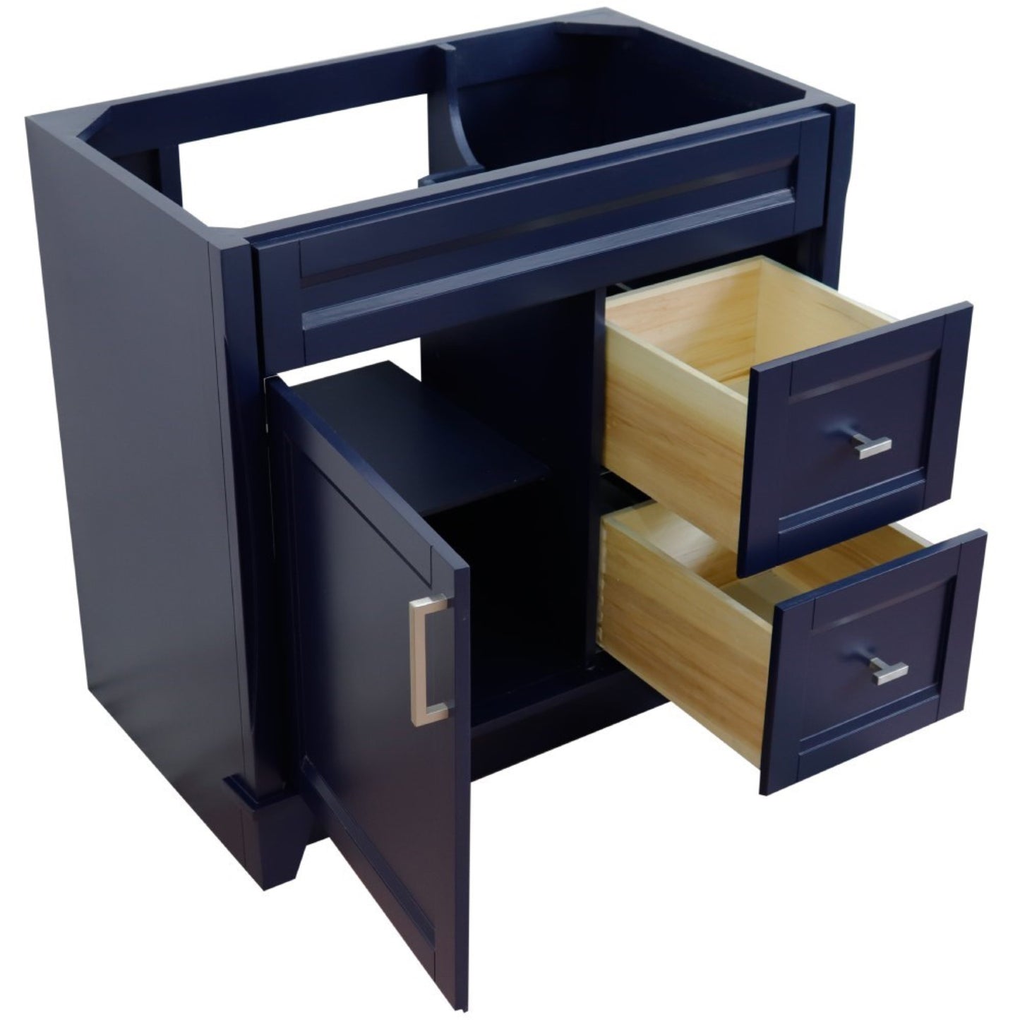 36" Single sink vanity in Blue finish cabinet only Left door