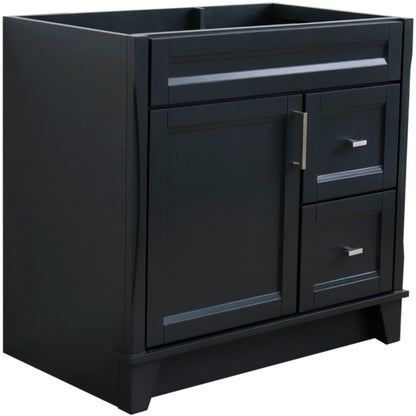 36" Single sink vanity in Dark Gray finish cabinet only Left door