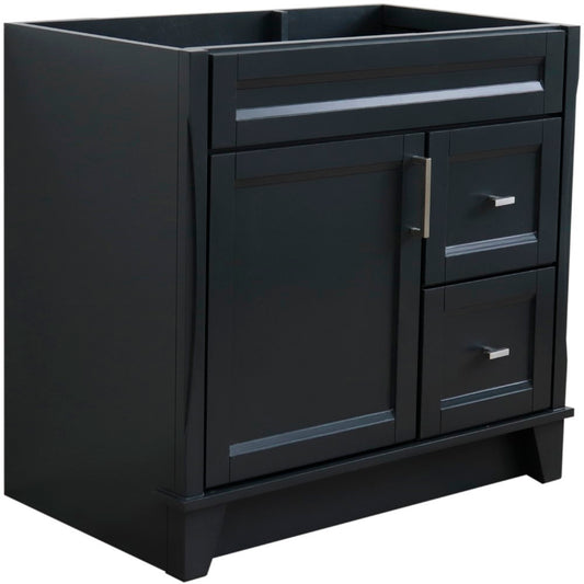 36" Single sink vanity in Dark Gray finish cabinet only Left door