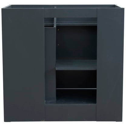 36" Single sink vanity in Dark Gray finish cabinet only Left door