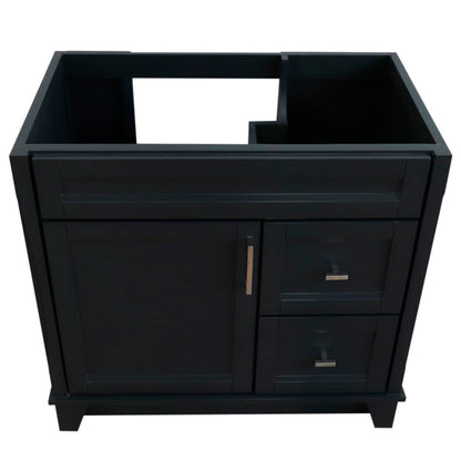 36" Single sink vanity in Dark Gray finish cabinet only Left door