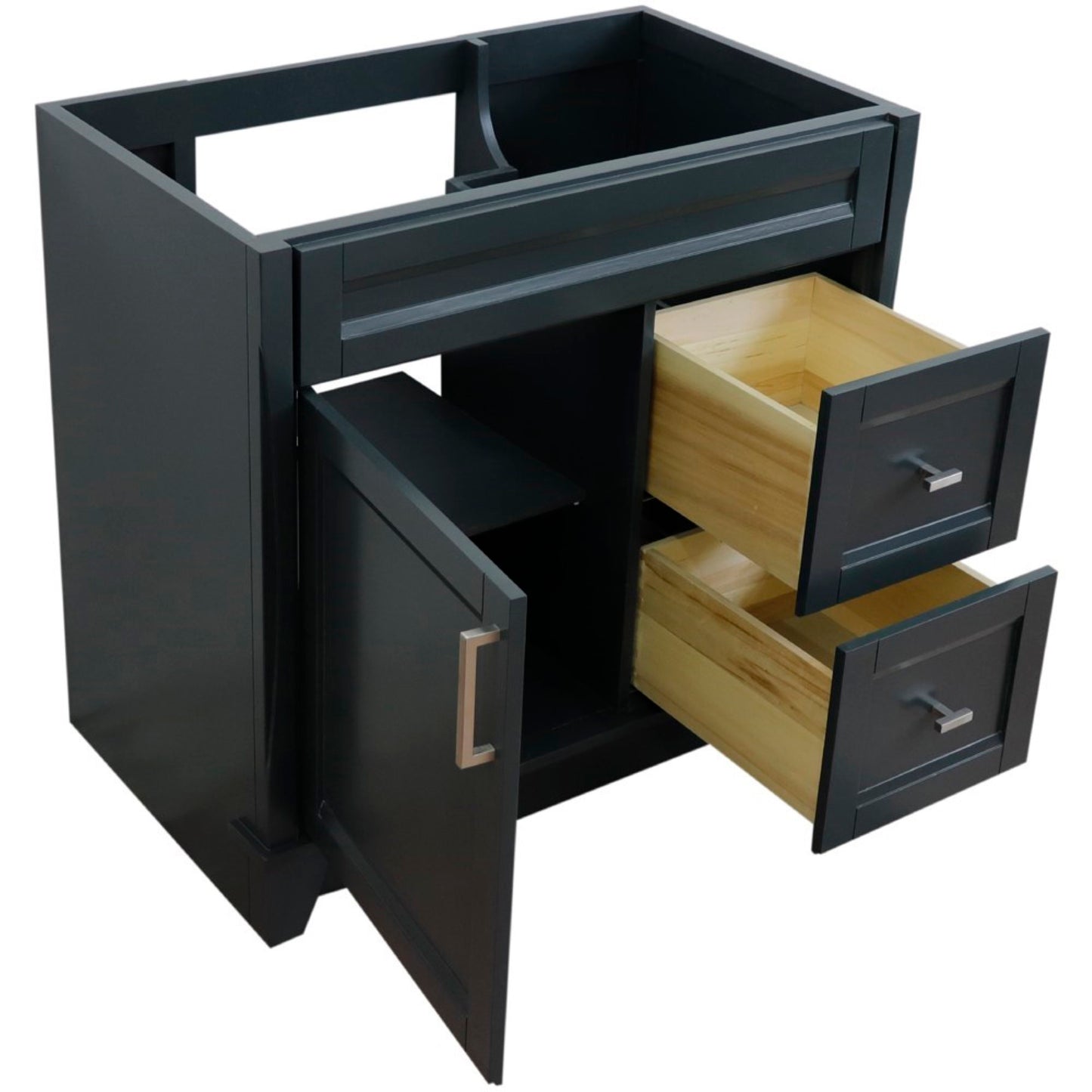 36" Single sink vanity in Dark Gray finish cabinet only Left door