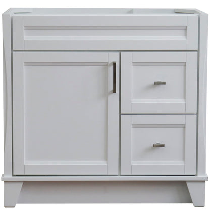 36" Single sink vanity in White finish cabinet only Left door