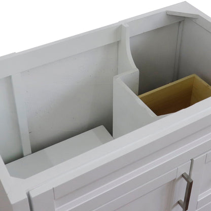 36" Single sink vanity in White finish cabinet only Left door