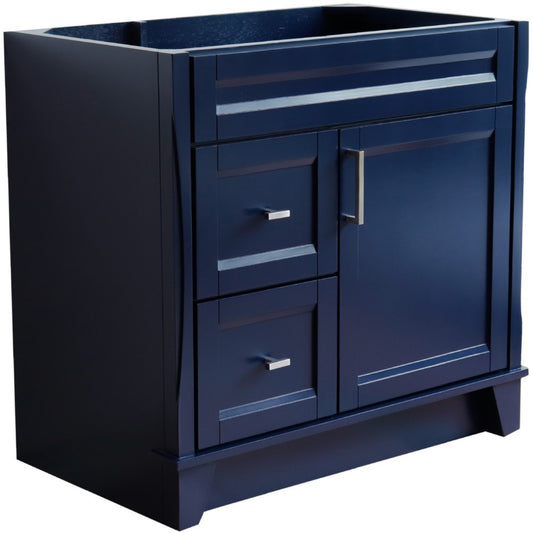 36" Single sink vanity in Blue finish cabinet only Right drawers