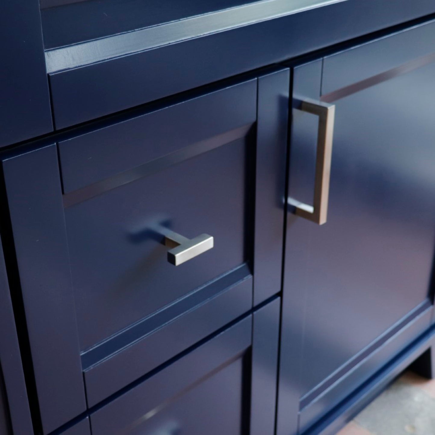 36" Single sink vanity in Blue finish cabinet only Right drawers