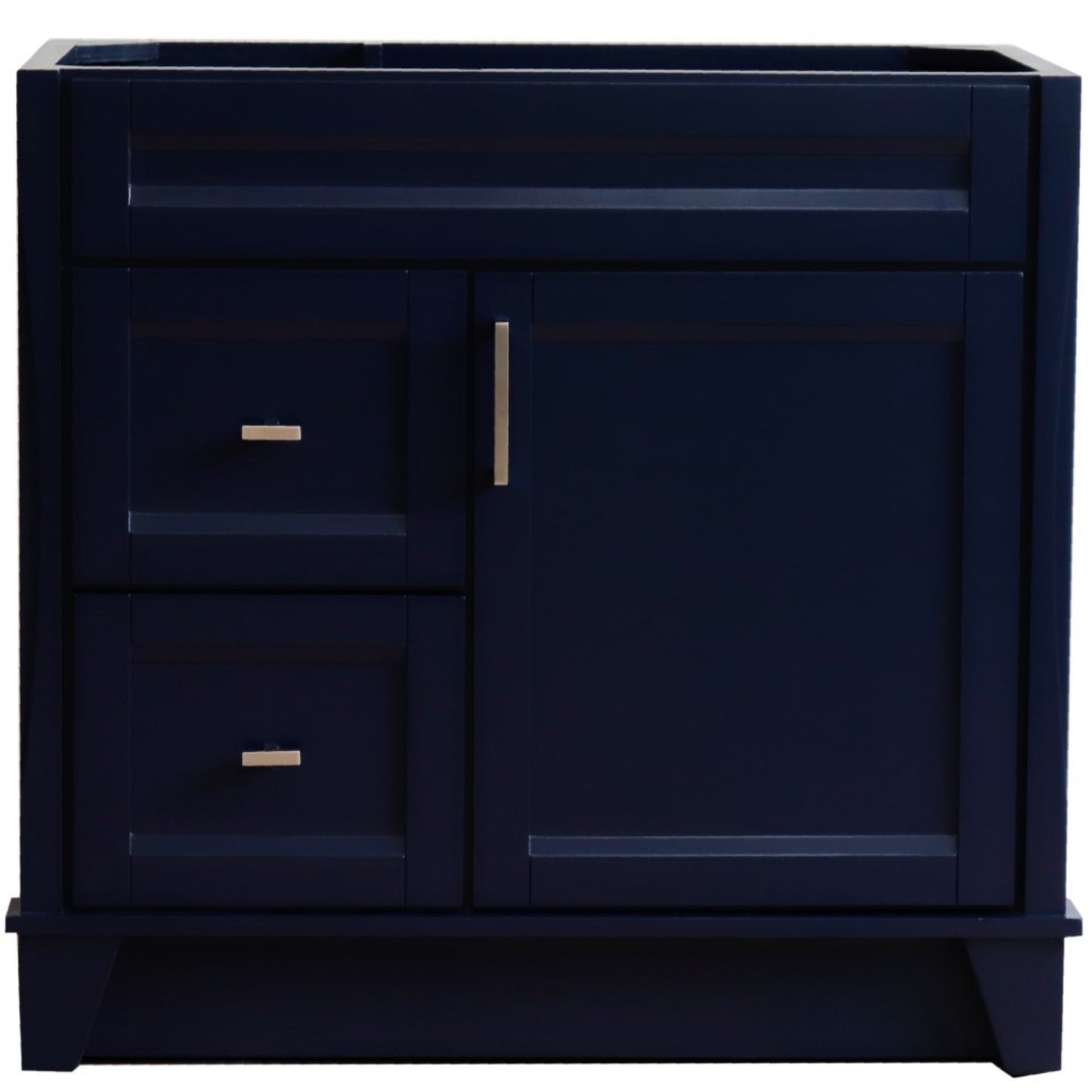 36" Single sink vanity in Blue finish cabinet only Right drawers