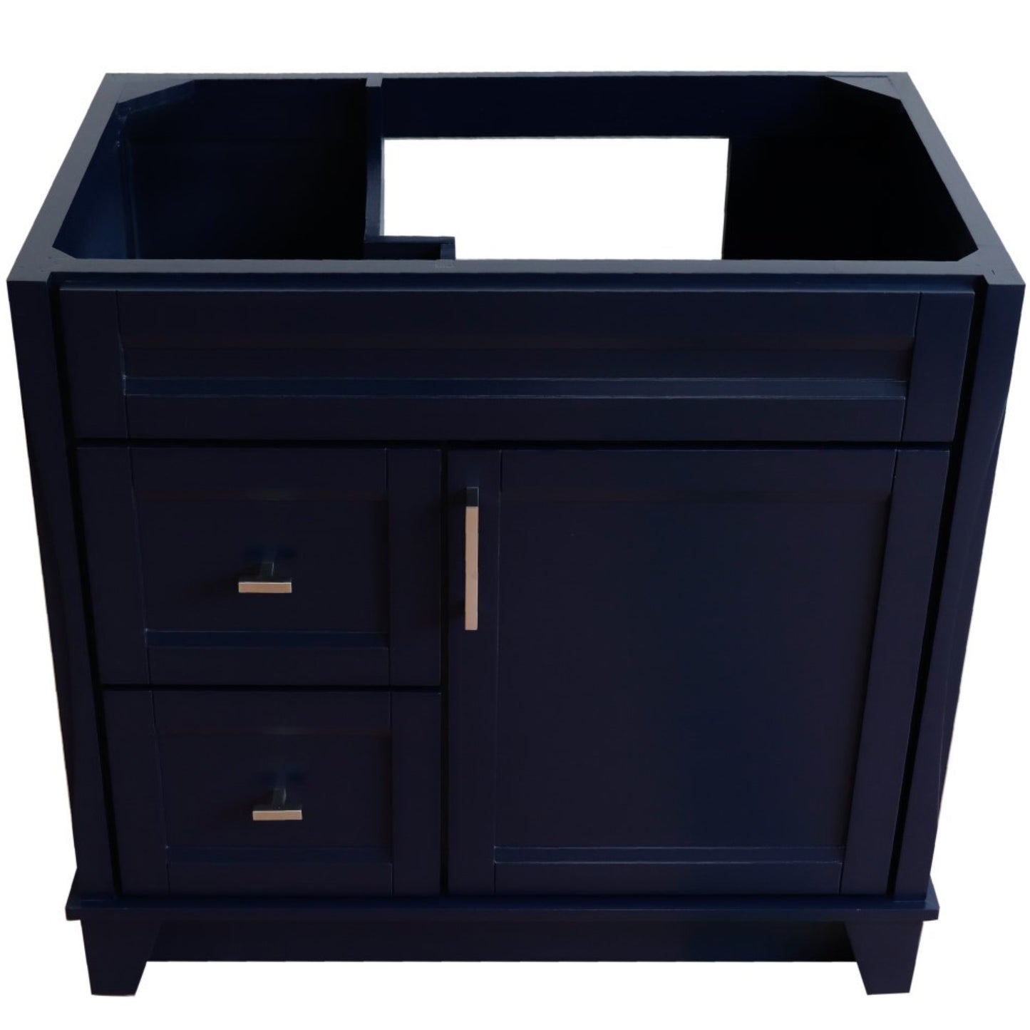 36" Single sink vanity in Blue finish cabinet only Right drawers