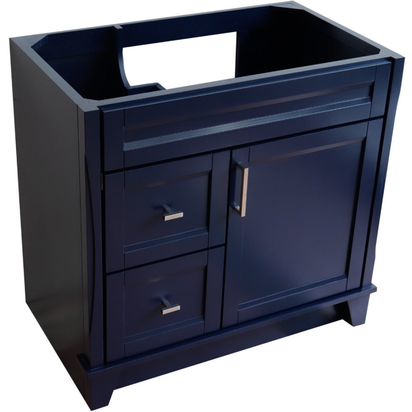 36" Single sink vanity in Blue finish cabinet only Right drawers